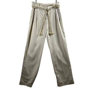 House Of Harlow 1960 NEW Womens XS Linen Blend Palazzo Pants Rope Beaded Belt